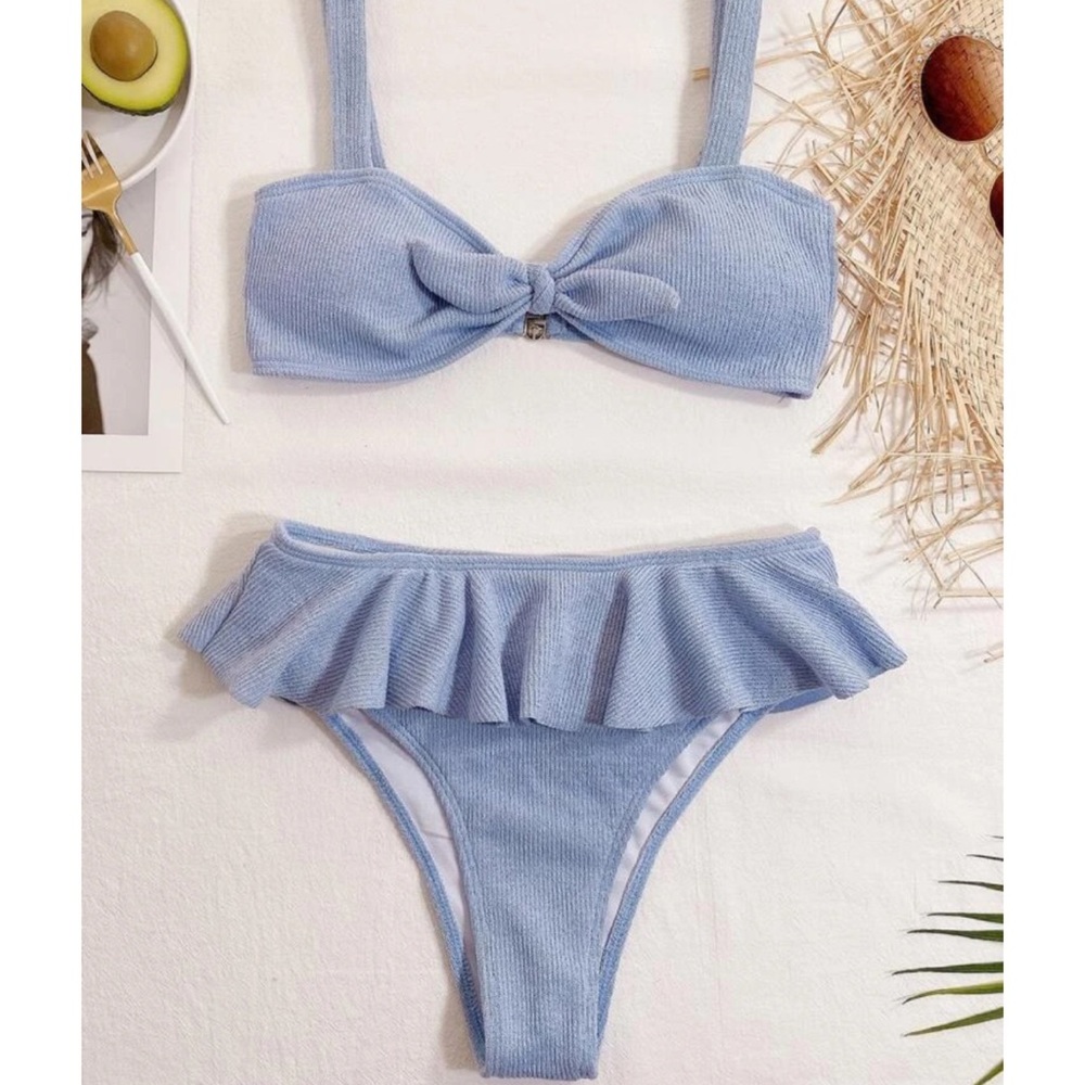 Ribbed Ruffled High Waisted Bikini - Picture 2 of 4